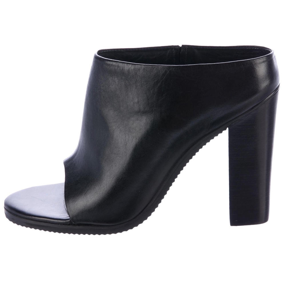 Tibi Leather Peep-Toe Mules